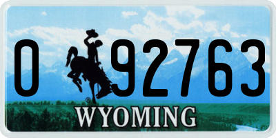WY license plate 092763