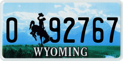 WY license plate 092767