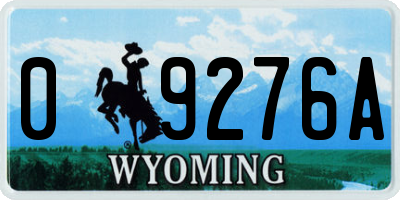 WY license plate 09276A