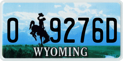 WY license plate 09276D