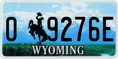 WY license plate 09276E