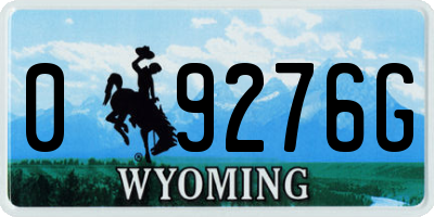 WY license plate 09276G