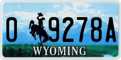 WY license plate 09278A
