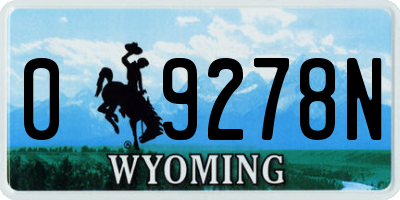 WY license plate 09278N