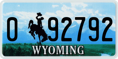 WY license plate 092792