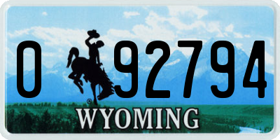 WY license plate 092794