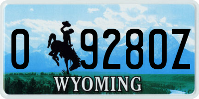 WY license plate 09280Z