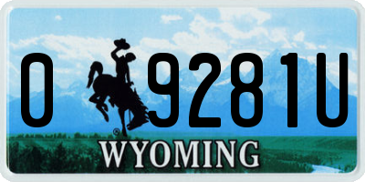 WY license plate 09281U