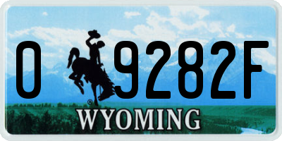 WY license plate 09282F