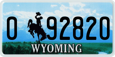WY license plate 09282O