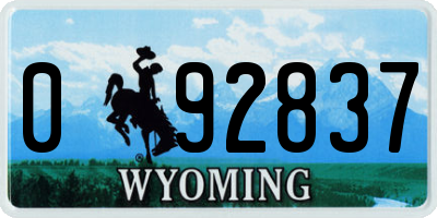 WY license plate 092837