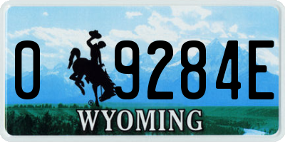 WY license plate 09284E