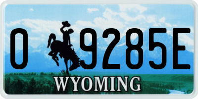 WY license plate 09285E