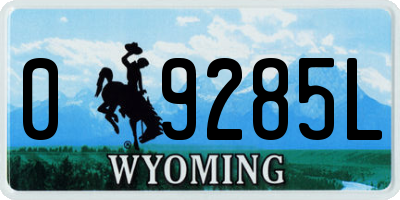 WY license plate 09285L