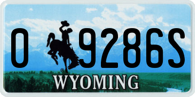 WY license plate 09286S