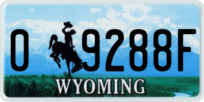 WY license plate 09288F