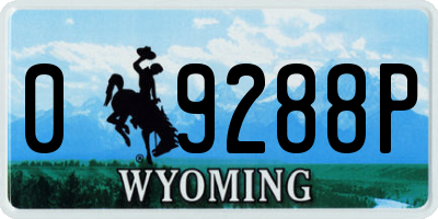 WY license plate 09288P