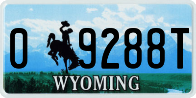 WY license plate 09288T