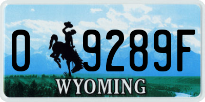 WY license plate 09289F