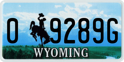 WY license plate 09289G
