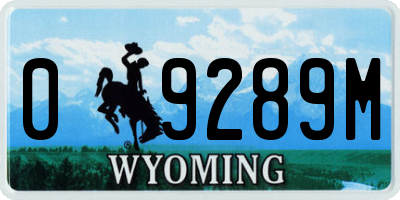 WY license plate 09289M