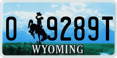 WY license plate 09289T