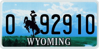WY license plate 09291O