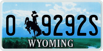 WY license plate 09292S
