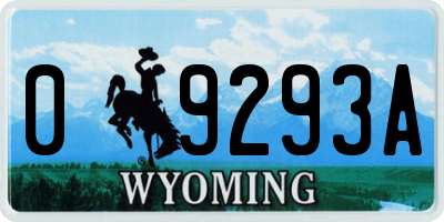 WY license plate 09293A