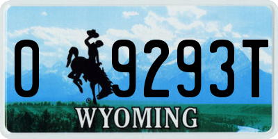 WY license plate 09293T