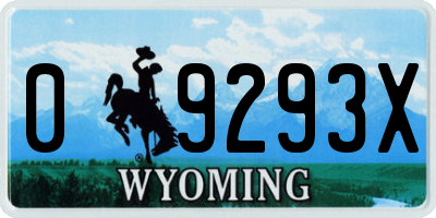 WY license plate 09293X
