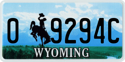 WY license plate 09294C