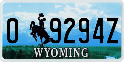 WY license plate 09294Z