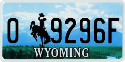 WY license plate 09296F