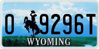 WY license plate 09296T