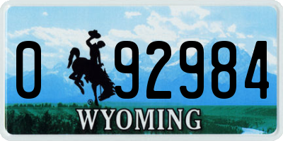 WY license plate 092984