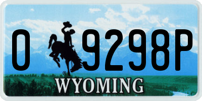WY license plate 09298P