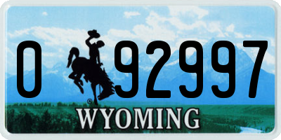WY license plate 092997
