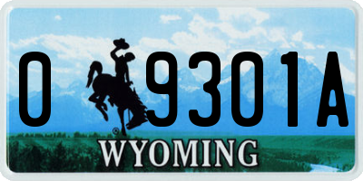 WY license plate 09301A