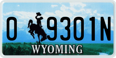 WY license plate 09301N