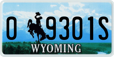 WY license plate 09301S