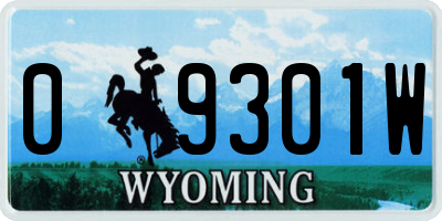 WY license plate 09301W