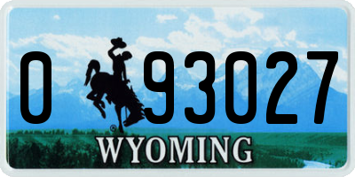 WY license plate 093027