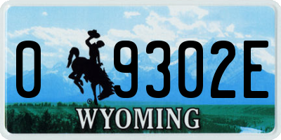 WY license plate 09302E