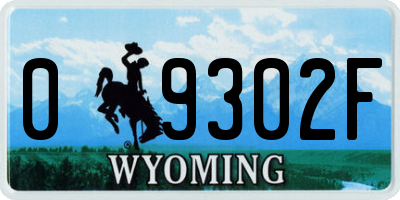 WY license plate 09302F
