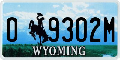 WY license plate 09302M