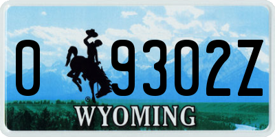 WY license plate 09302Z