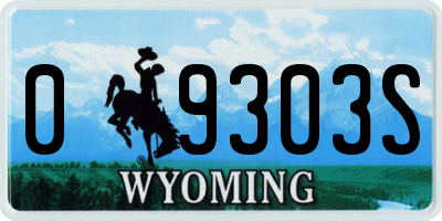 WY license plate 09303S