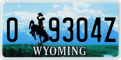 WY license plate 09304Z