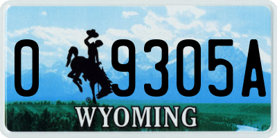 WY license plate 09305A